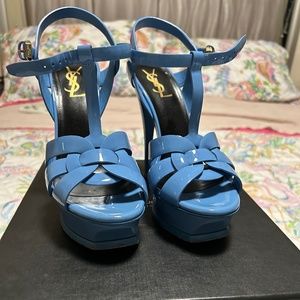 Authentic Light Blue YSL Tribute Sandals